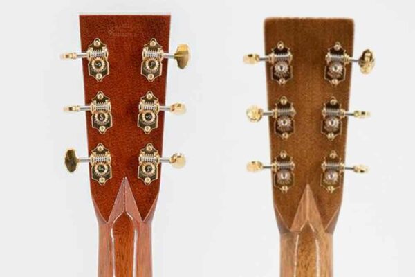 Headstock y diamante de dos guitarras Martin