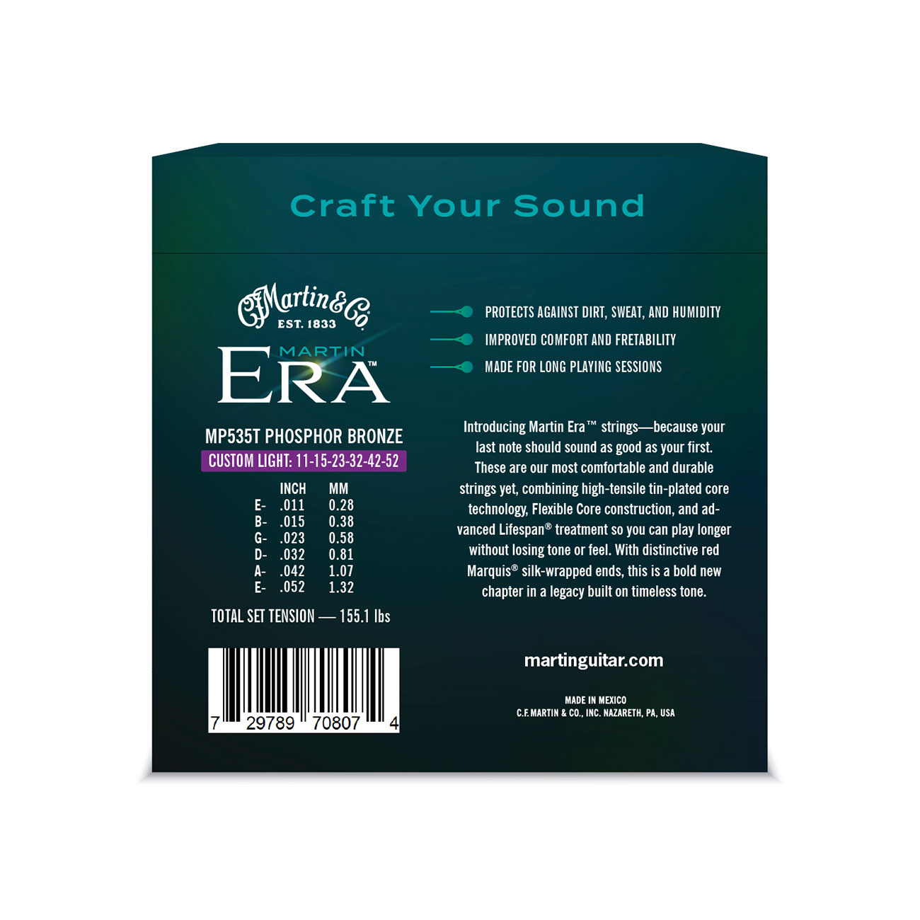 Set de cuerdas Martin ERA MP535T Custom Light bronce fosforado